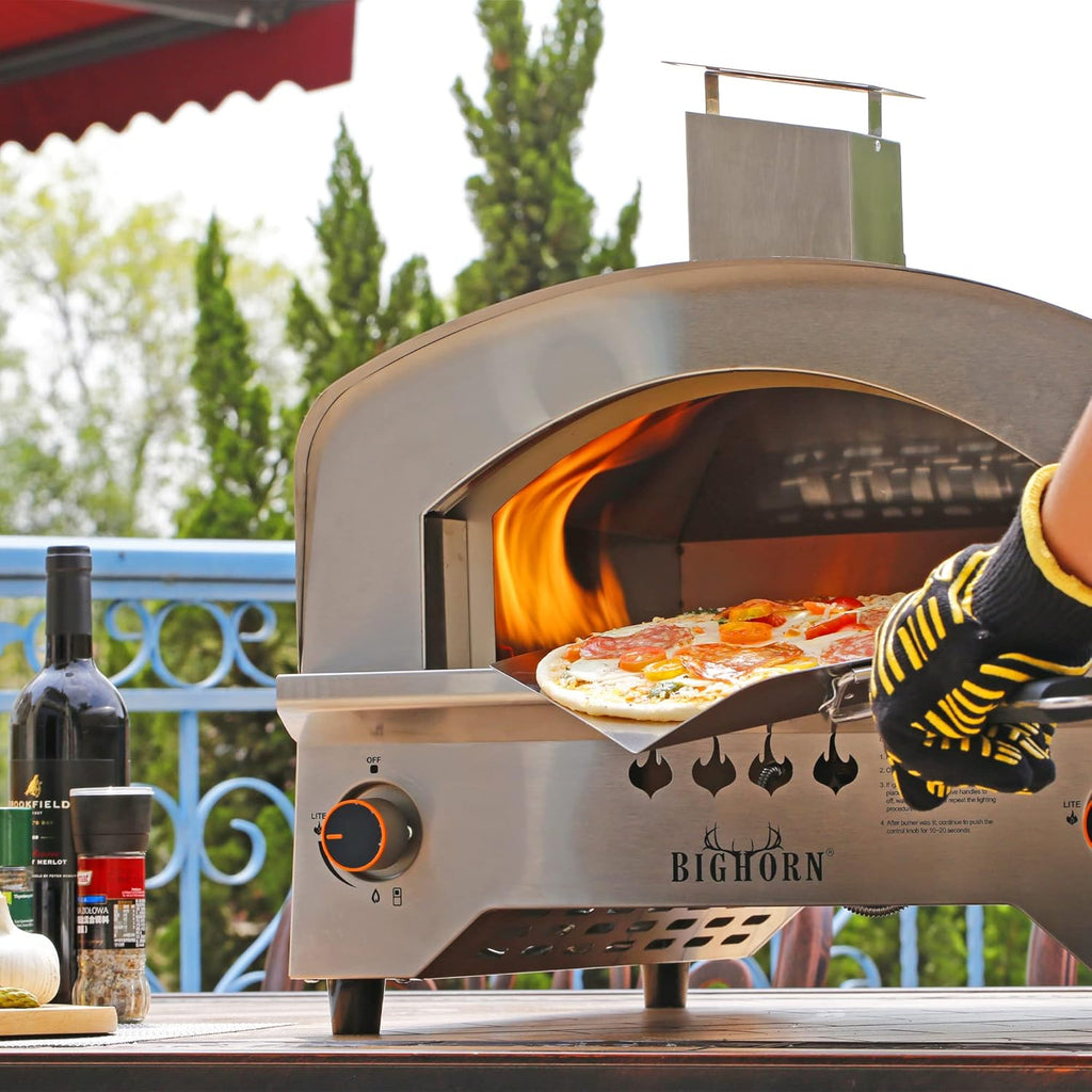 BI HOR OUTDOOR Ga Pizz Oven Portabl Propan Pizz Ove wit 1 inc Pizz Stone Stainles Stee Pizz Make fo Outdoo Cooking