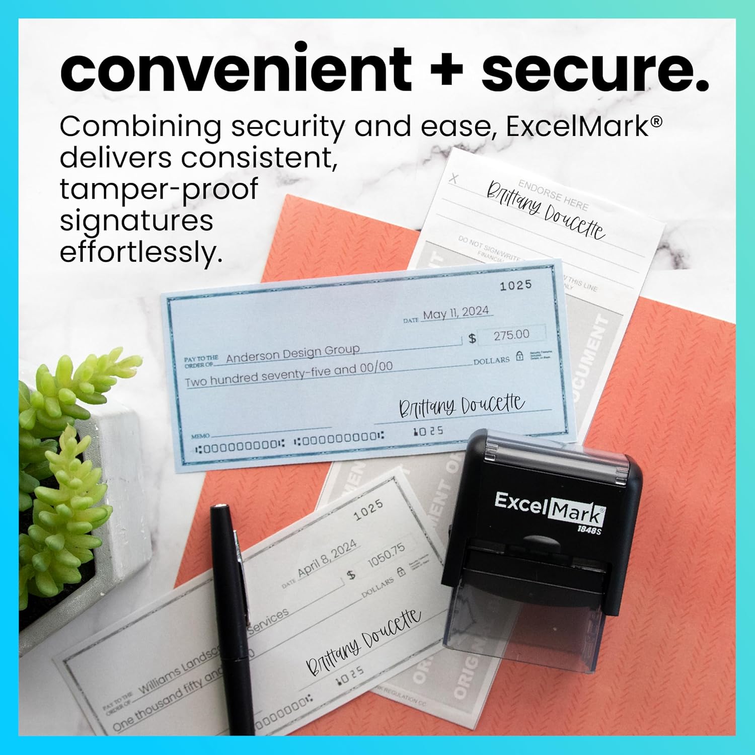 ExcelMark Custom Signature Stamp - Self Inking - Medium