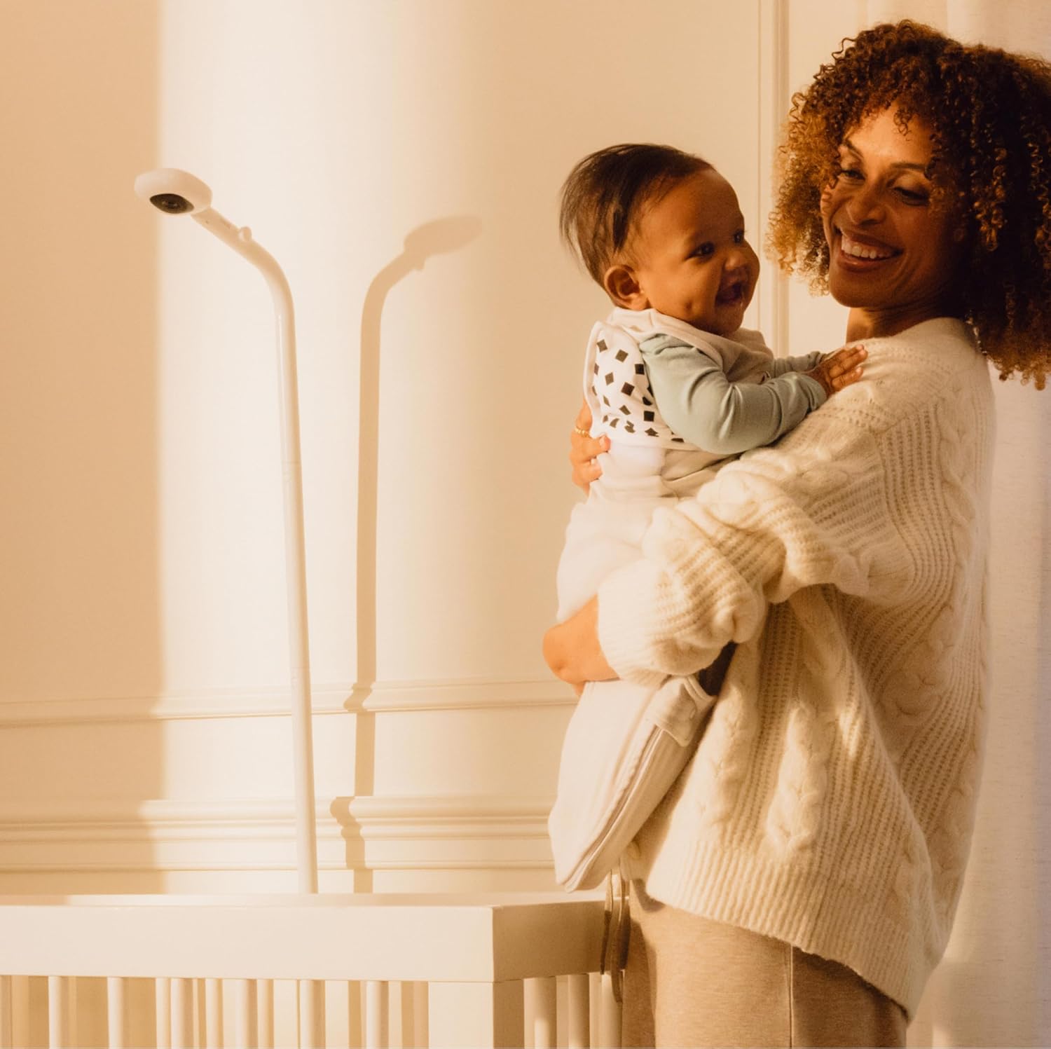 Nanit Essentials Smart Baby Monitor with Floor Stand ¨C 1080p HD Wi-Fi Camera, Sensor-Free Breathing Monitoring, Sleep Tracking, Two-Way Audio, Night Vision, Motion & Cry Notifications, White