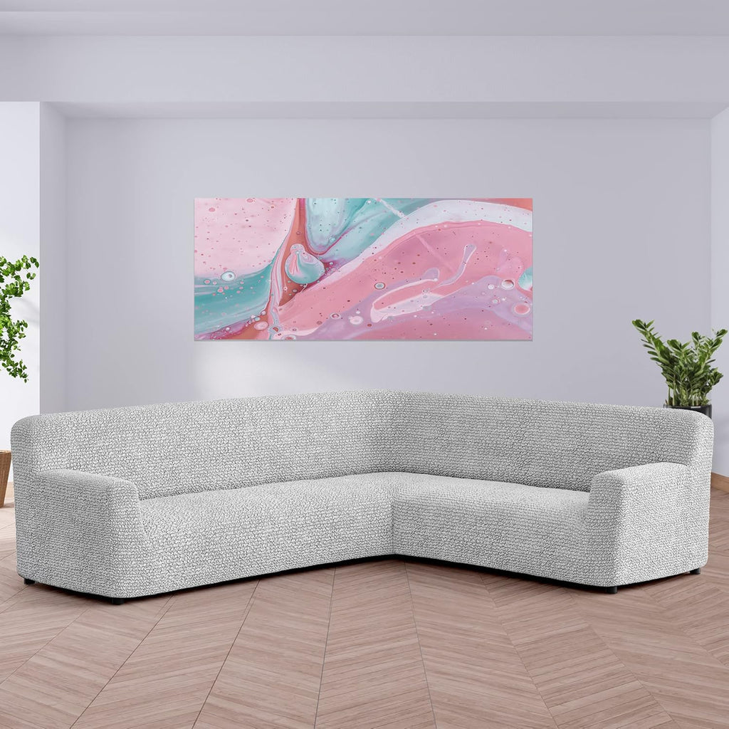 PAULAT B GA.I.CO Corne Sof an Ottoma Cove Sectiona Couc Pou Slipcove Sof Fabri Sli Cove Washabl Furnitur Protecto fo Pe Microfibr Collectio Ligh Grey