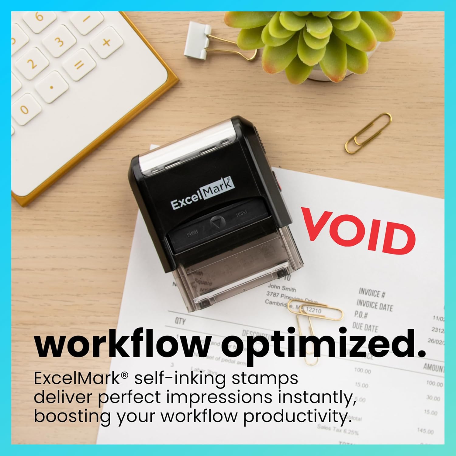 ExcelMark Void Stamp Self-Inking Rubber Stamp - Red Ink for Office Use, Ideal for Efficient Document Management with Void Stamps, Perfect for Professional Settings