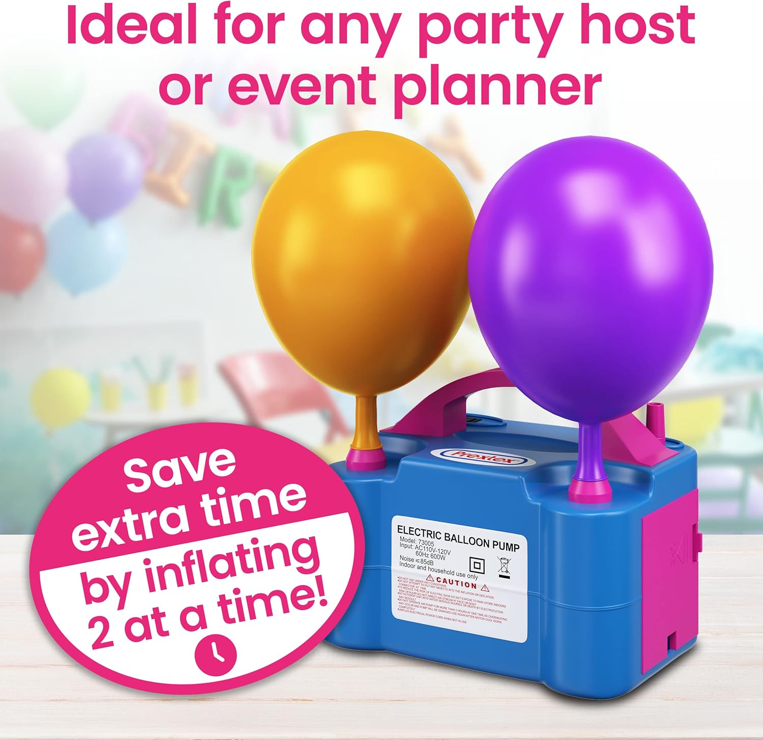 Prexte Balloon Electri Pum Inflate Blu 110 600 Portabl Pum wit Ai Blowe Dua Nozzl Inflato fo Fast Eas Bul Balloon Fillin fo Even Part Decoratio Balloo Pump Electric