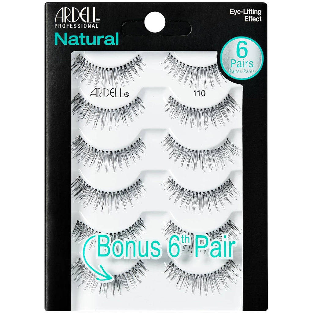 Ardell Natural False Eyelashes 110 Black - Eye-Lifting Effect Eye Makeup, Natural Look Strip Lashes - 5 Pairs, 2 Pack