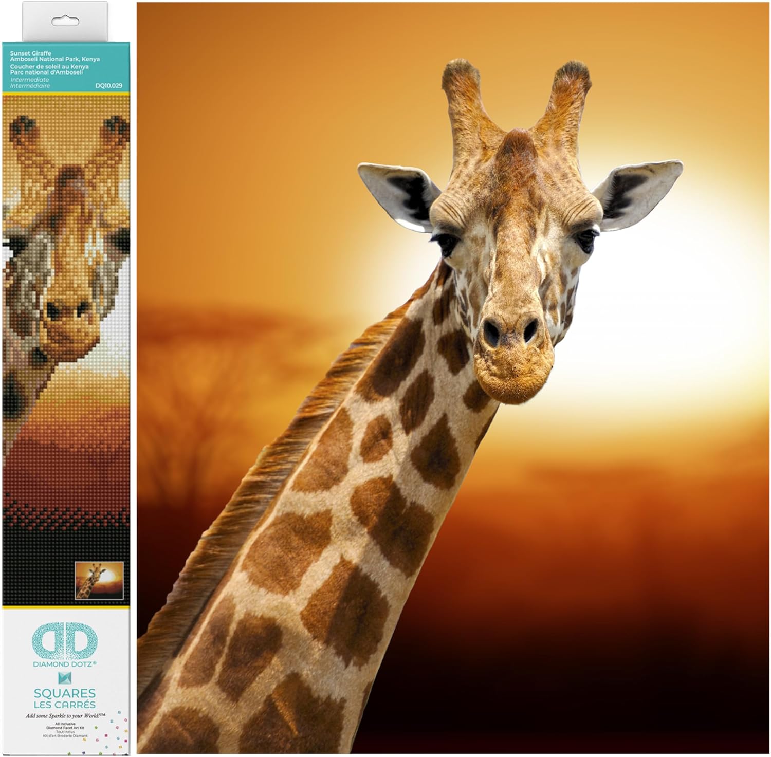 DIAMON DOT Sunse Giraff Ambosel Nationa Park Keny Diamon Paintin Kit fo Adult Diamon Ar Kit Relaxin Creativ Craf Ki wit Dot Gem 18.5x14.6