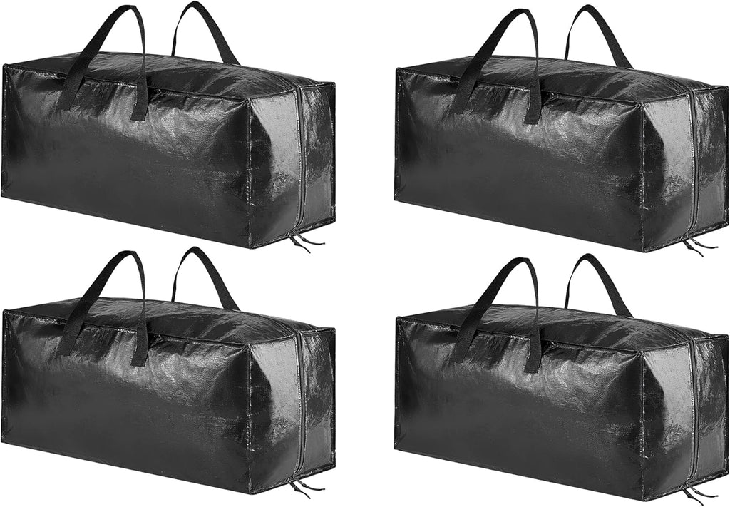 SpaceAid Heavy Duty Moving Bags, Extra Large Storage Totes W/Backpack Straps Strong Handles Zippers, Alternative to Moving Boxes, Packing Moving Supplies, Black (4 Pack)