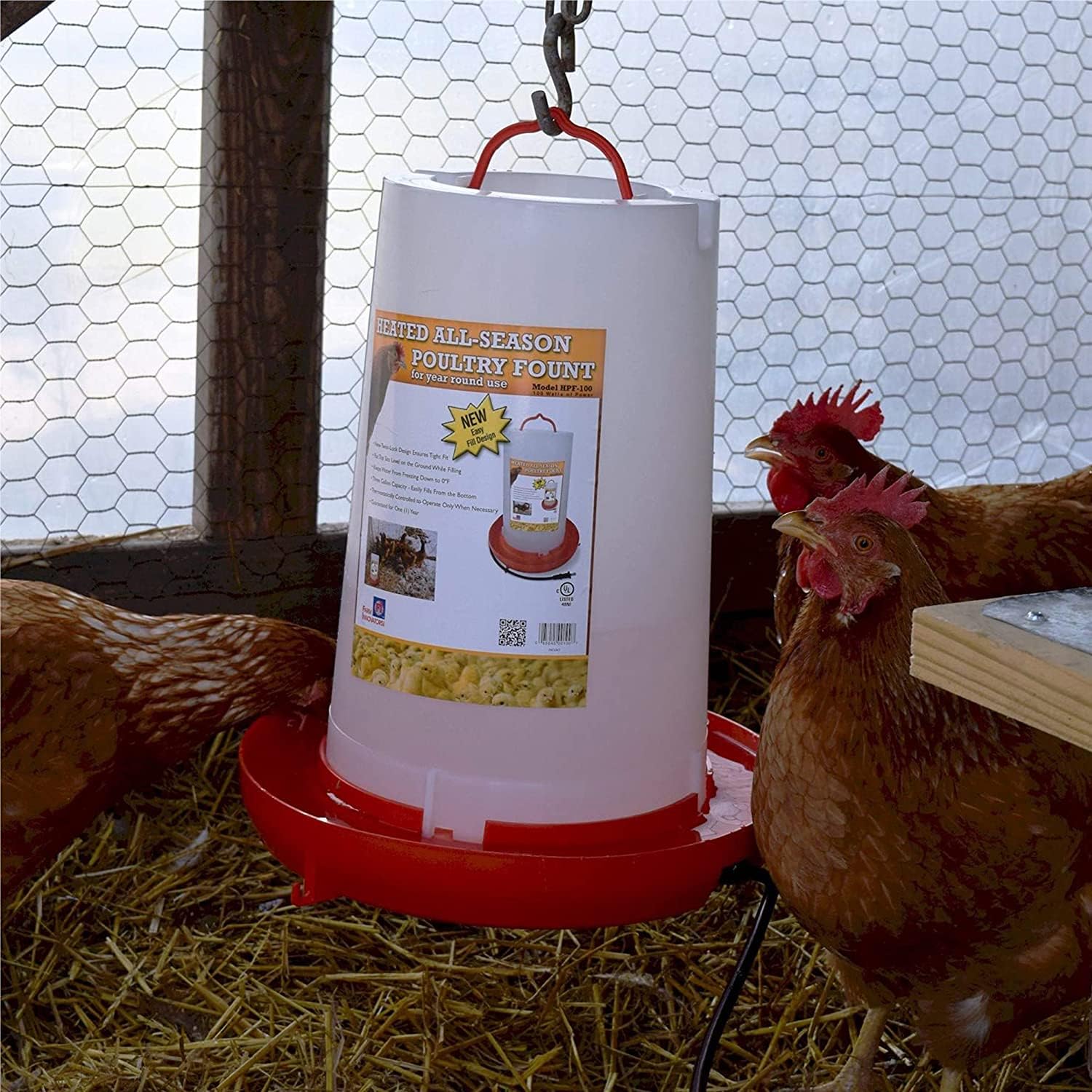 Farm Innovators 2 Pack Heated Chicken Waterer, Poultry Water Fountain, 3 Gallon