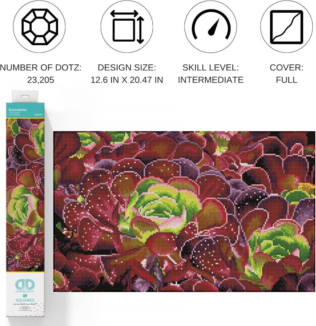 DIAMON DOT Succulent Diamon Paintin Kit fo Adult Diamon Ar Kit Relaxin Creativ Craf Ki wit Dot Gem 12.6x20.5