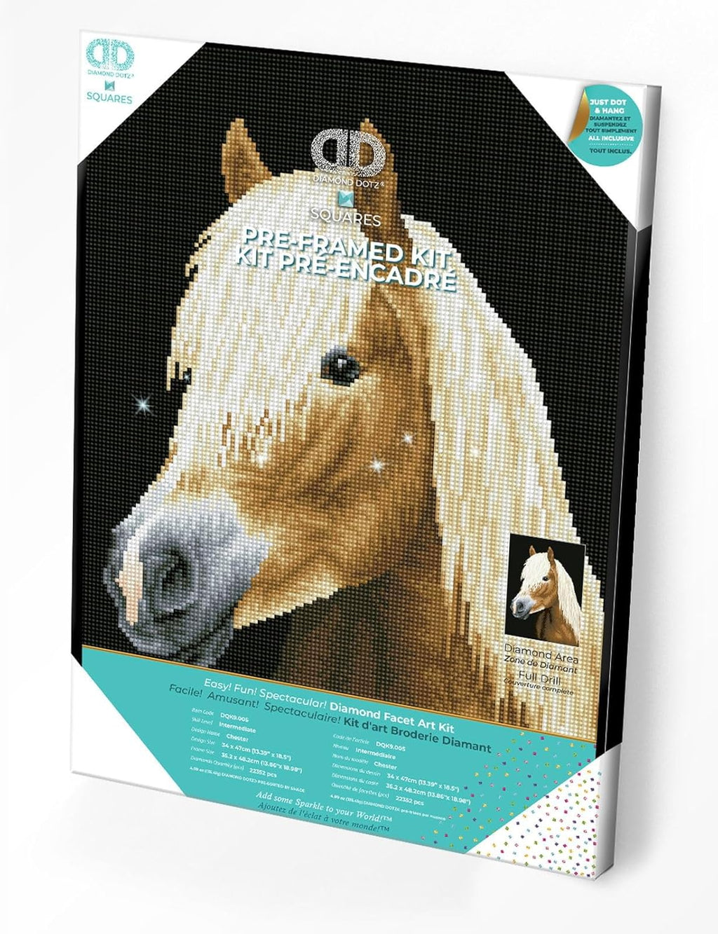DIAMON DOT Cheste Pre-Frame Ki Hors Diamon Paintin Kit fo Adult Diamon Ar Kit Relaxin Creativ Craf Ki wit Dot Gem 13inchx18.5inch