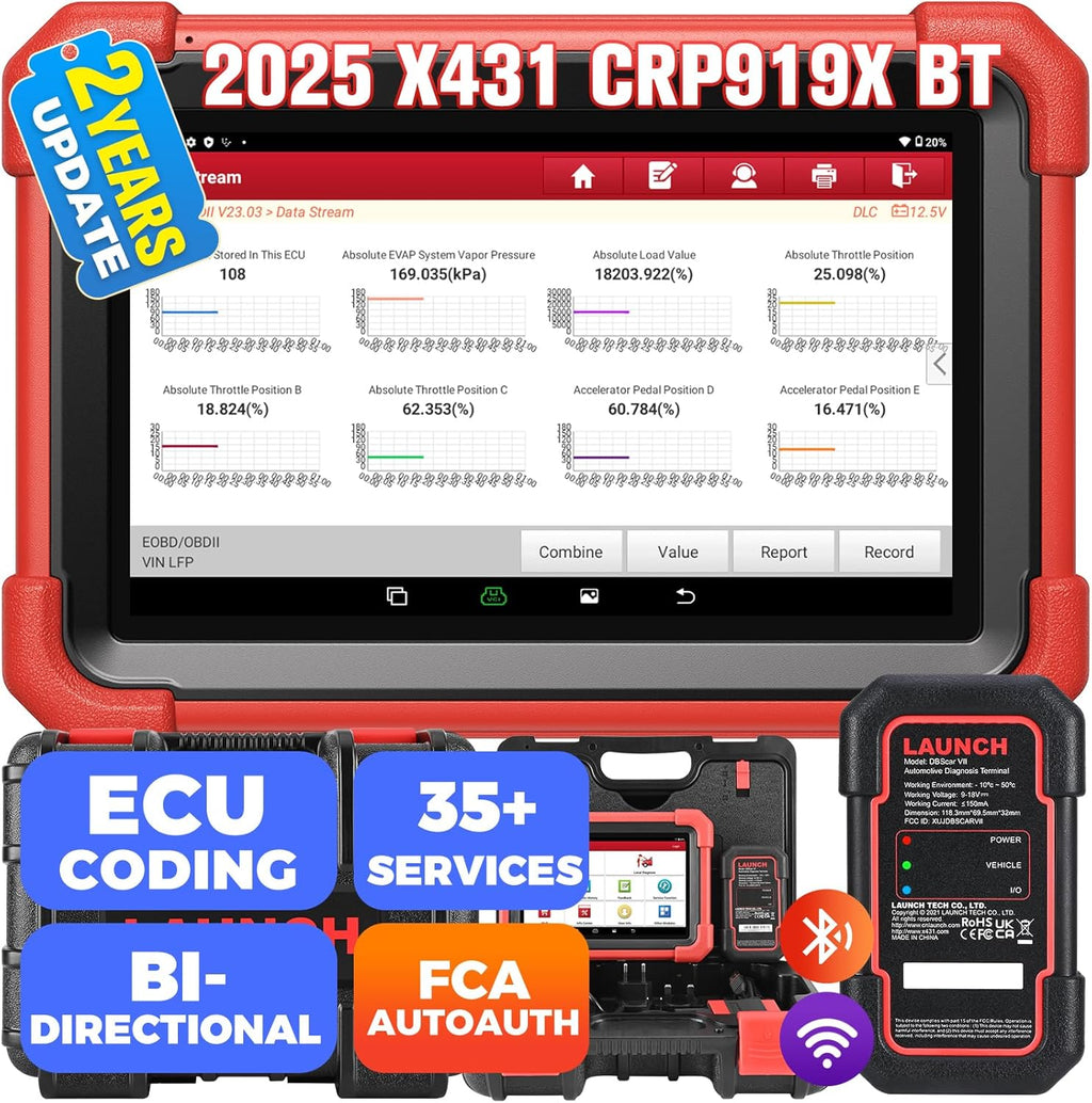 LAUNC X43 CRP919XB OBD Scanner 202 Wireles Bidirectiona Sca Too wit DBSCa VI Connector EC Coding FC AutoAuth 2-Yea Fre Update V.A. Guide 35 Services Al Systems CANFD