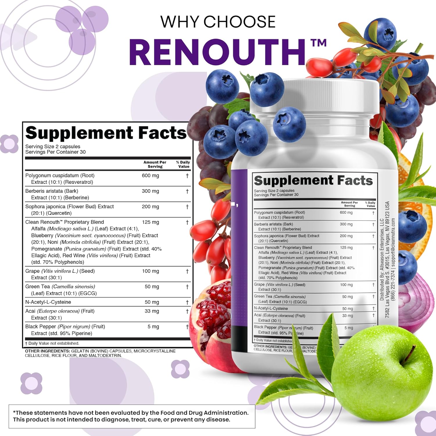 Clea Resveratro Supplemen Berberin Grap See Extrac Querceti Gree Te Extrac Aca Non Polypheno Supplemen fo Wome Me Ant Agin N-Acety Cystein NA Booster