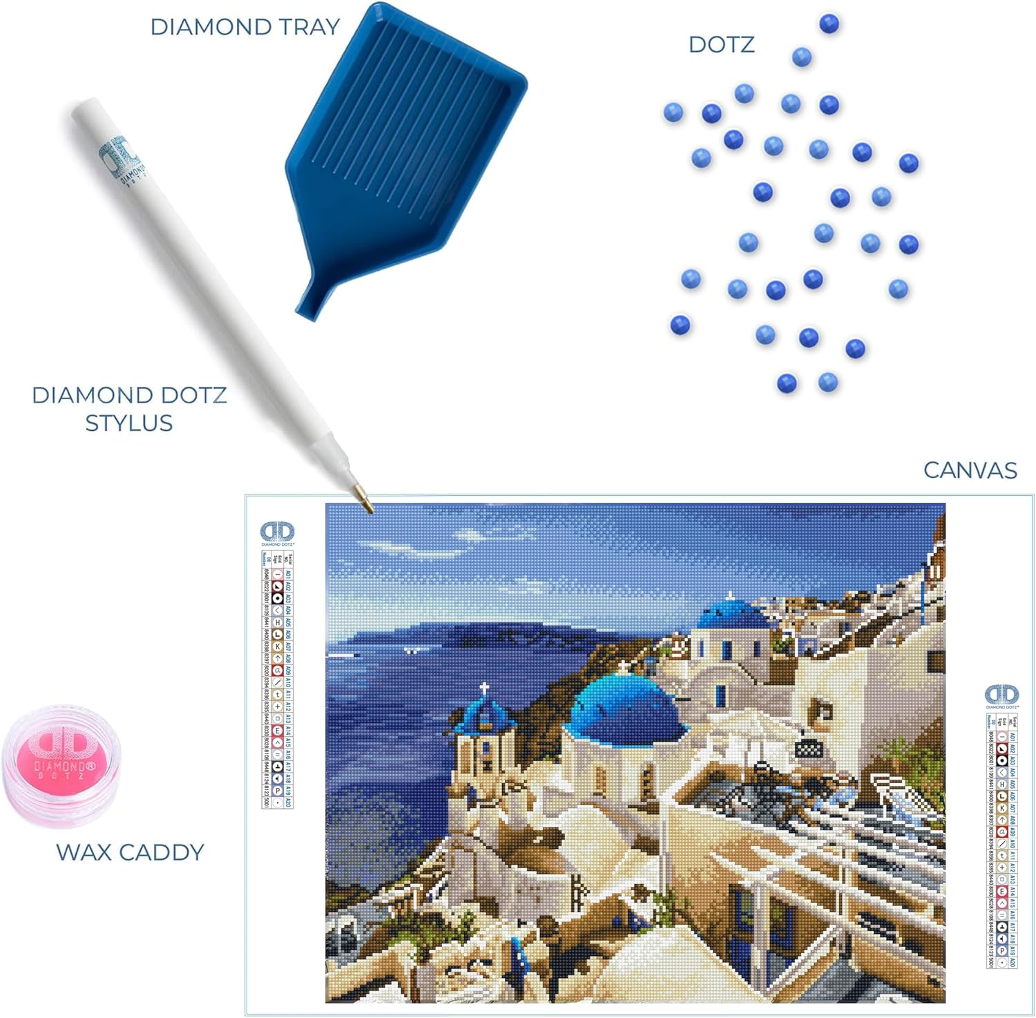 DIAMON DOT Santorin Blu Diamon Paintin Kit fo Adult Diamon Ar Kit Relaxin Creativ Craf Ki wit Dot Gem 20.5x16.5
