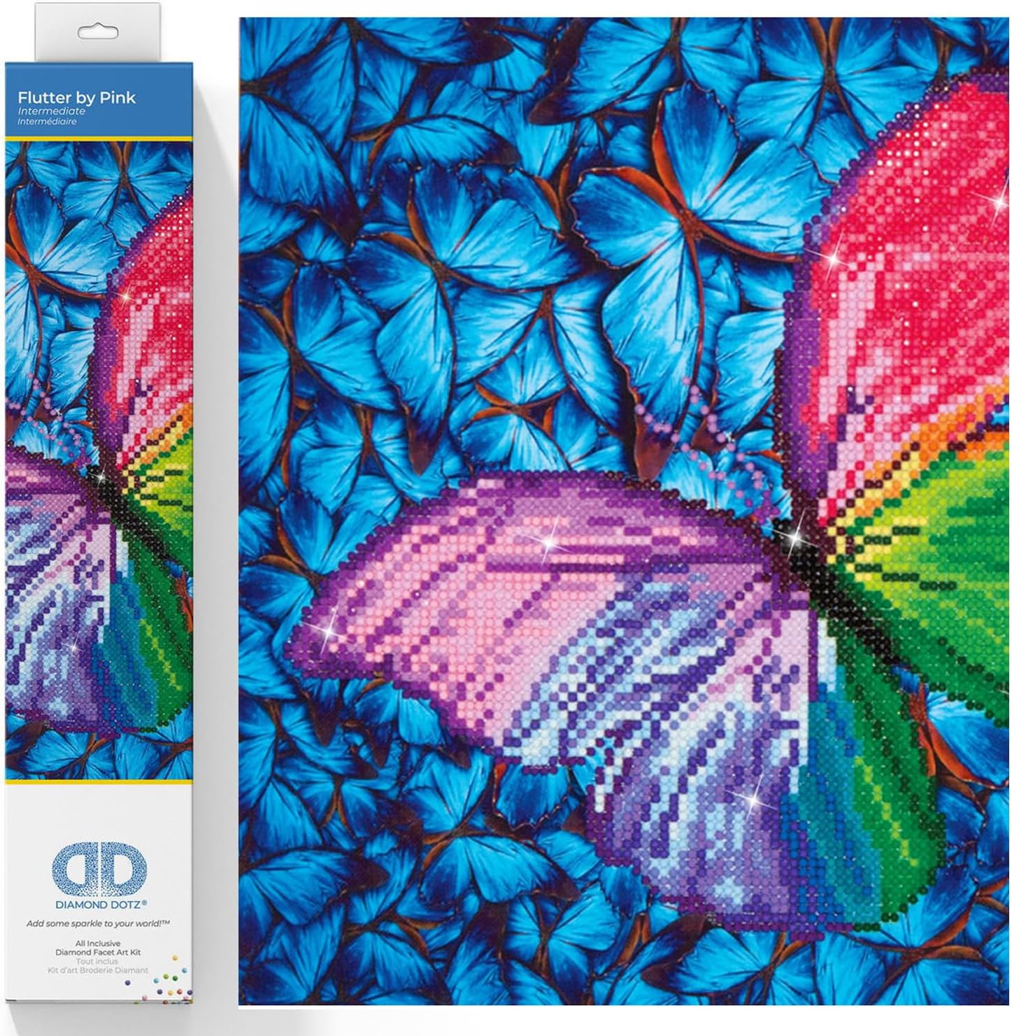 DIAMON DOT Flutte b Pin Butterflie Diamon Paintin Kit fo Adult Diamon Ar Kit Relaxin Creativ Craf Ki wit Dot Gem 12inchx12inch