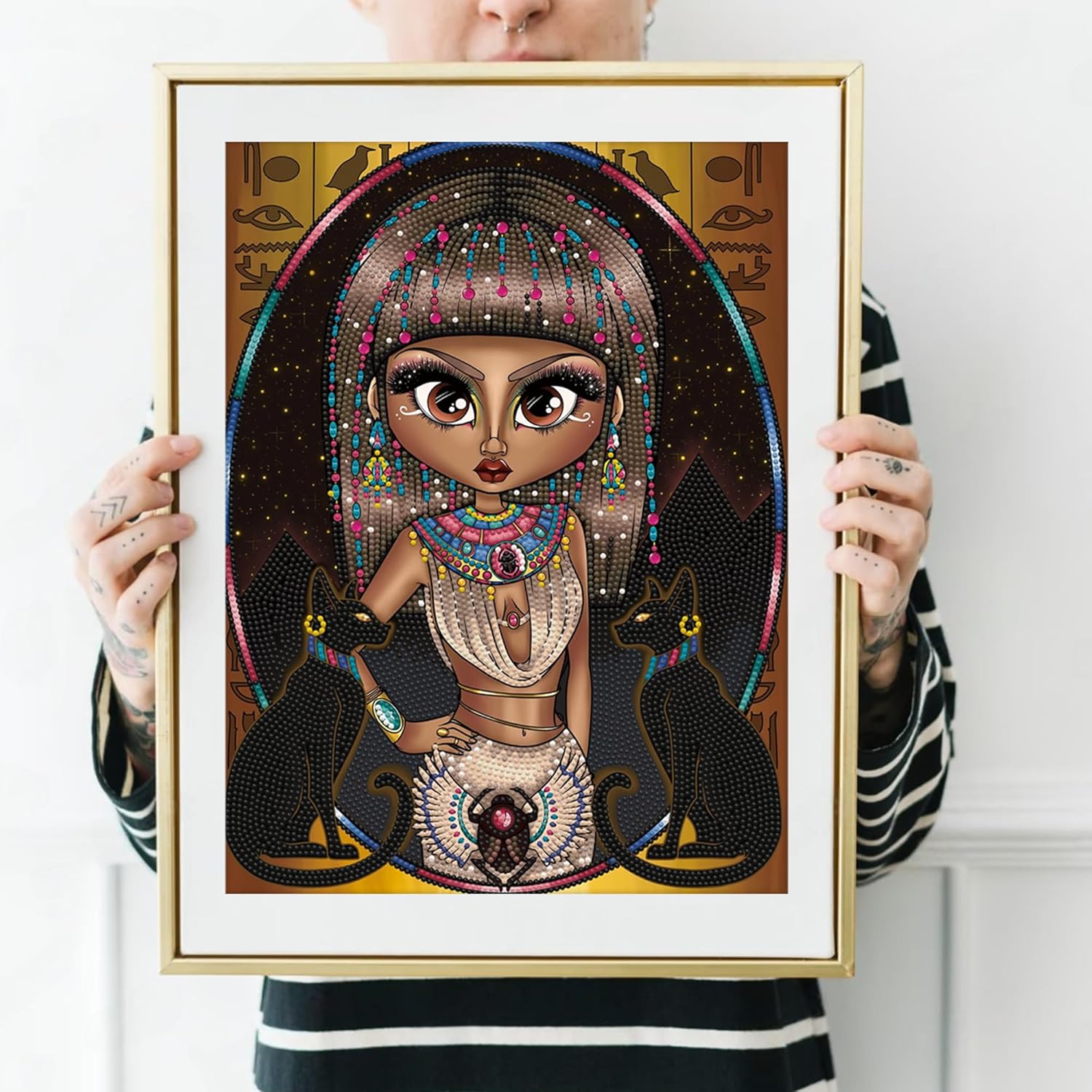 DIAMON DOT Egyptia Princes Wome Diamon Paintin Kit fo Adult Diamon Ar Kit Relaxin Creativ Craf Ki wit Dot Gem 15.8inchx11.8inch