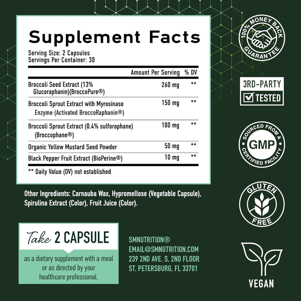 50M Sulforaphan Supplemen fro Broccol Sprout NRF Activation Cellula Healt Immun Suppor Glucoraphanin Myrosinas Antioxidant Third-Part Teste 6 Broccol See Microbeadlets