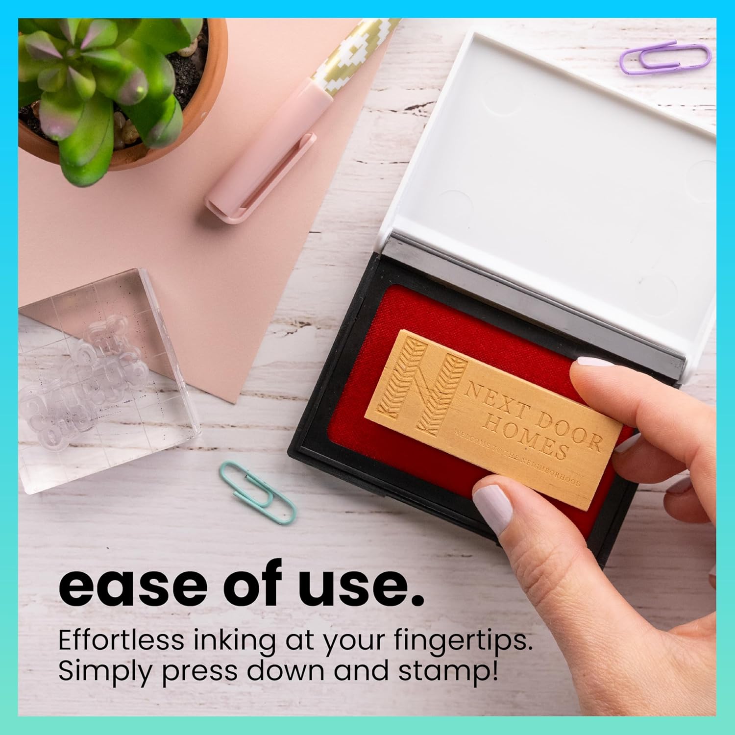 ExcelMark Ink Pad for Rubber Stamps 1-7/8inch x 3-1/8inch- Red
