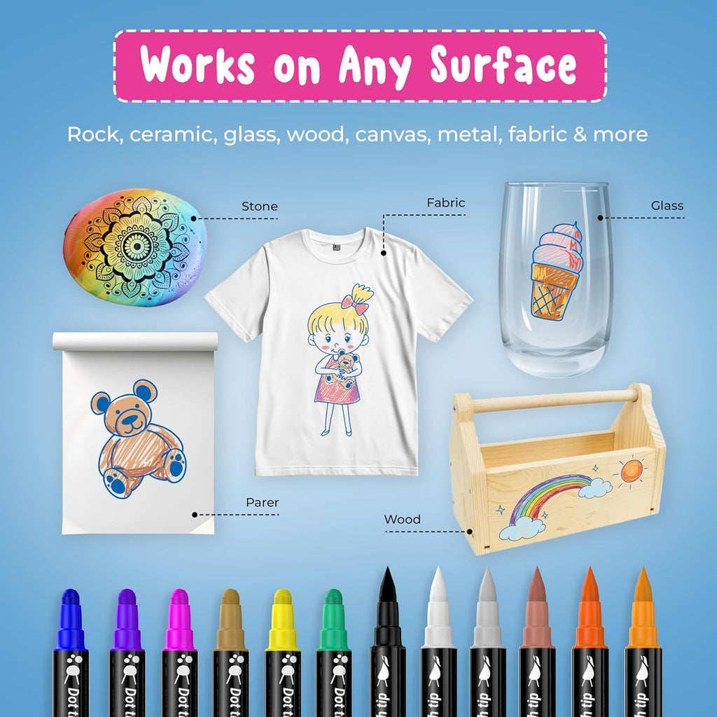 Desire Deluxe Acrylic Paint Pens for Rock Painting, Stone, Ceramic, Glass, Wood, Canvas ¨C Set of 12 Non Toxic Water Based Markers - Great Artists Painting Supplies