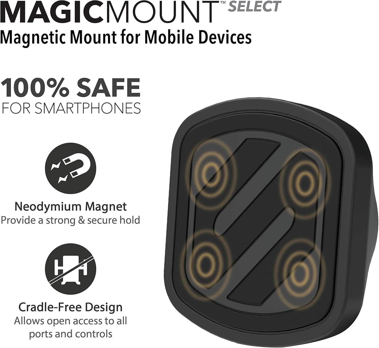 MMWSM-2PKXCES0 MagicMount Select Magnetic Car Phone Holder Mount for iPhone and Android - 2 Pack - Secure Magnetic Cell Phone Mount for Car Window or Dash - Universal 360¡ã Adjustable Head