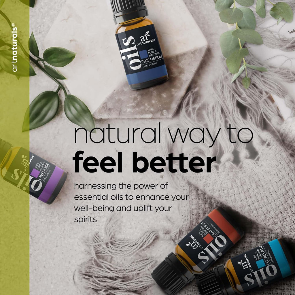 ArtNatural Aromatherap Essentia Oi Se 100 Pur o Th Highes Therapeuti Grad Qualit Premiu Gif Se Lavender Peppermint Te Tree Eucalyptus 0.3 F O (Pac o 16)
