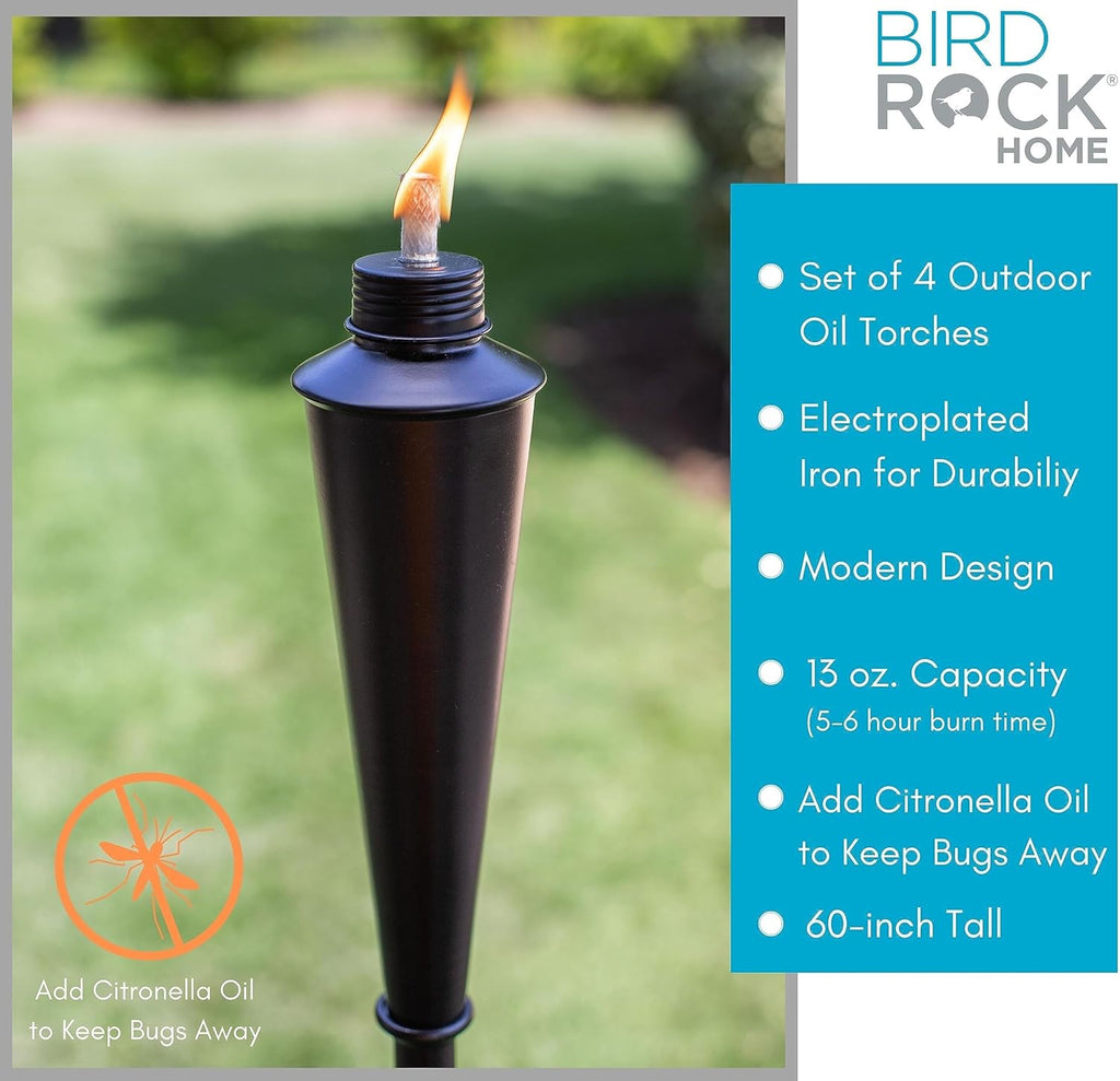 BIRDROC HOM Outdoo Torche Durabl Construction Moder Design Weathe Resistant Citronell Oi Compatible Idea fo Backyards Patios Pathway Garde Torch Pack