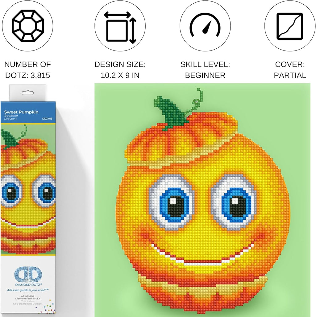 DIAMON DOT Swee Pumpki Emoj Diamon Paintin Kit fo Adult Diamon Ar Kit Relaxin Creativ Craf Ki wit Dot Gem 9.5inchx10.2inch