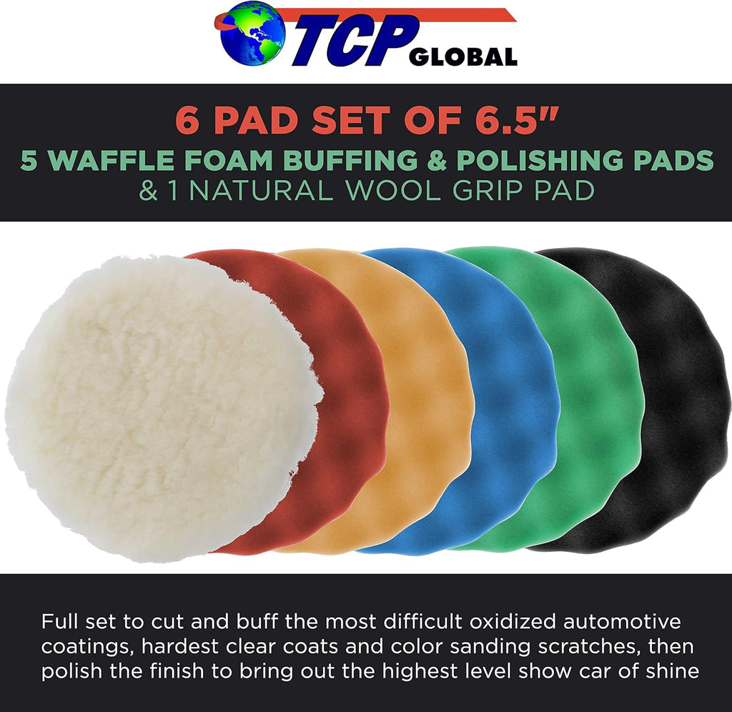 TC Globa 6. Inc Buffin Pad Se  Waffl Foa Buffe Pad Woo Pa fo Orbita Buffers D Polis Pa fo Pain Correction Polishin Ki fo Aut Boa Gelcoa Detailing