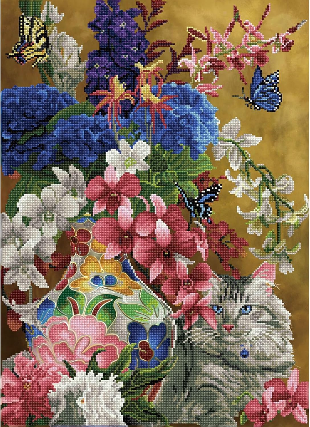 DIAMON DOT Gilde Ca Flower Anima Diamon Paintin Kit fo Adult Diamon Ar Kit Relaxin Creativ Craf Ki wit Dot Gem 30.7inchx21.7inch