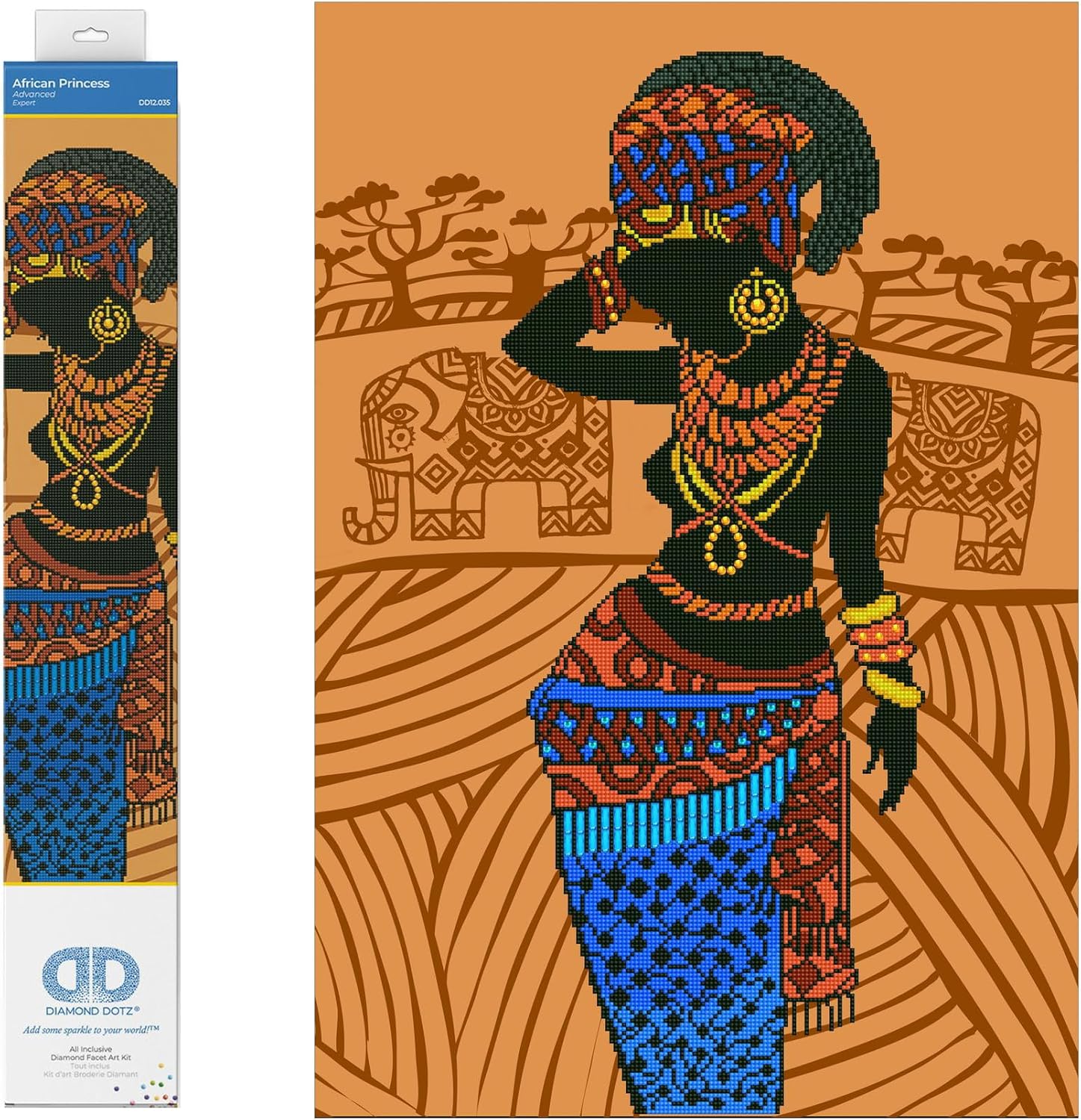 DIAMON DOT Africa Princes Portrai Diamon Paintin Kit fo Adult Diamon Ar Kit Relaxin Creativ Craf Ki wit Dot Gem 30inchx20.5inch