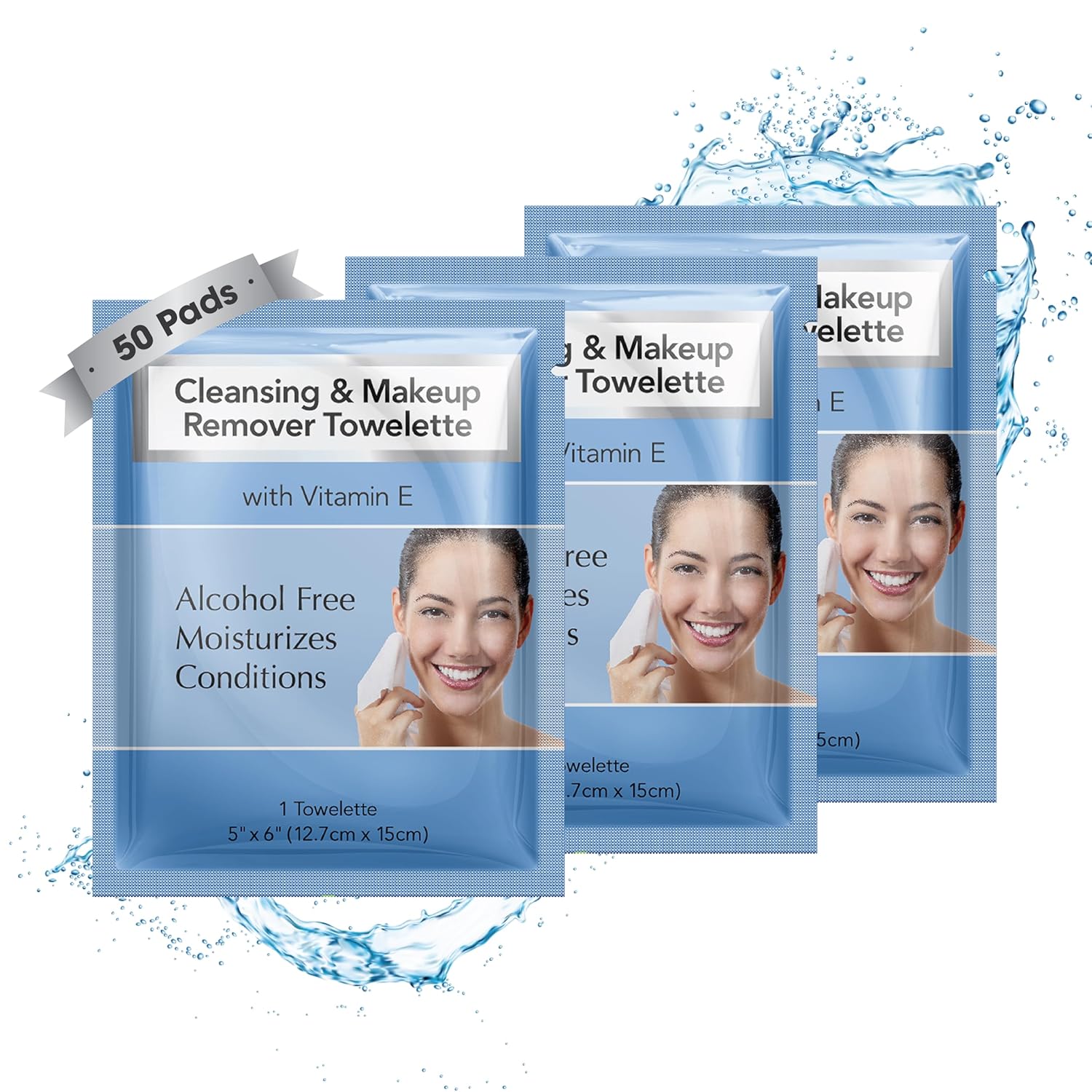 Diamond Wipes Makeup Remover Wipes, Alcohol Free Facial Cleansing with Vitamin E, Case of 50 Face Wipes