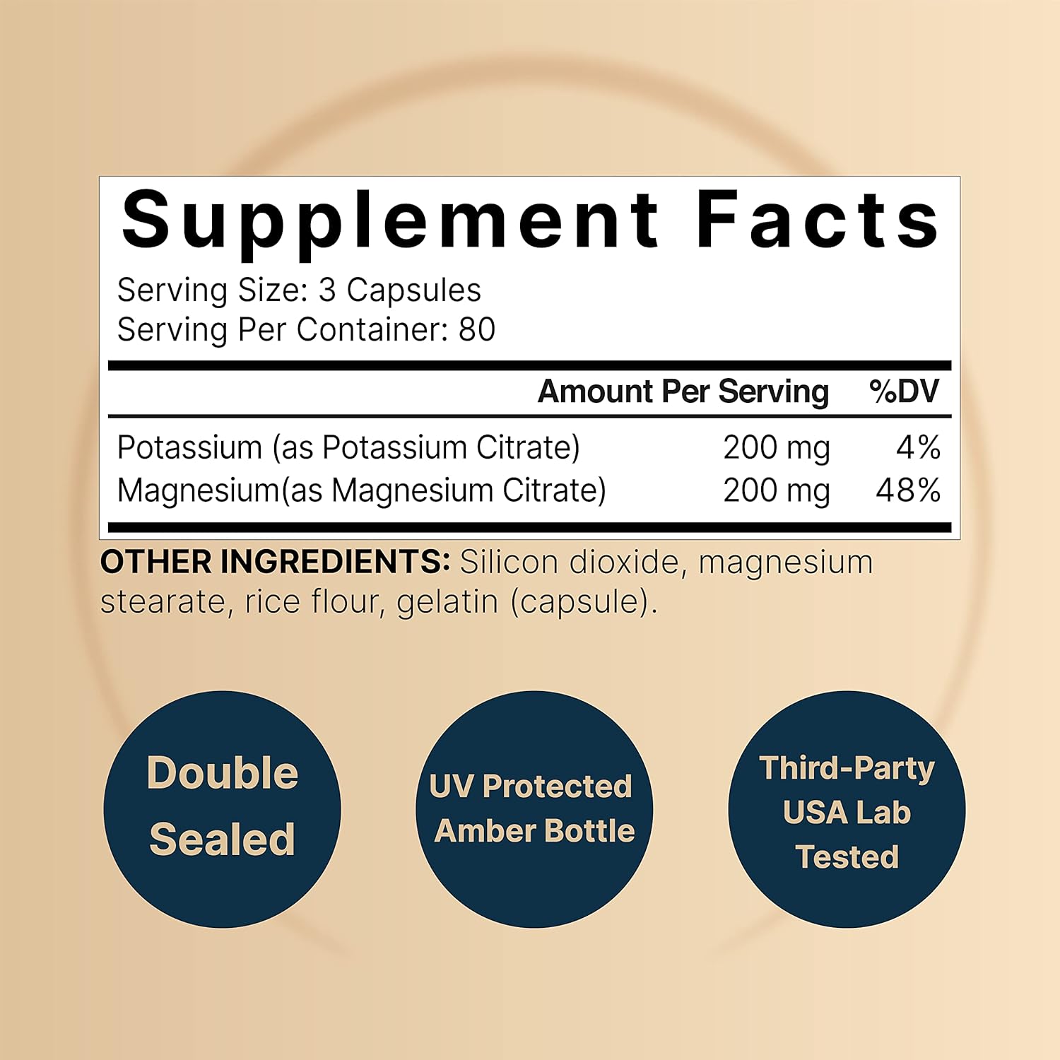 Naturebel Potassiu Magnesiu Electrolyt Powde Capsule 200m Potassiu 200m Magnesiu Citrat Muscle Hear Hydratio Suppor Ket Carnivor Friendl N Sugar Non-GMO