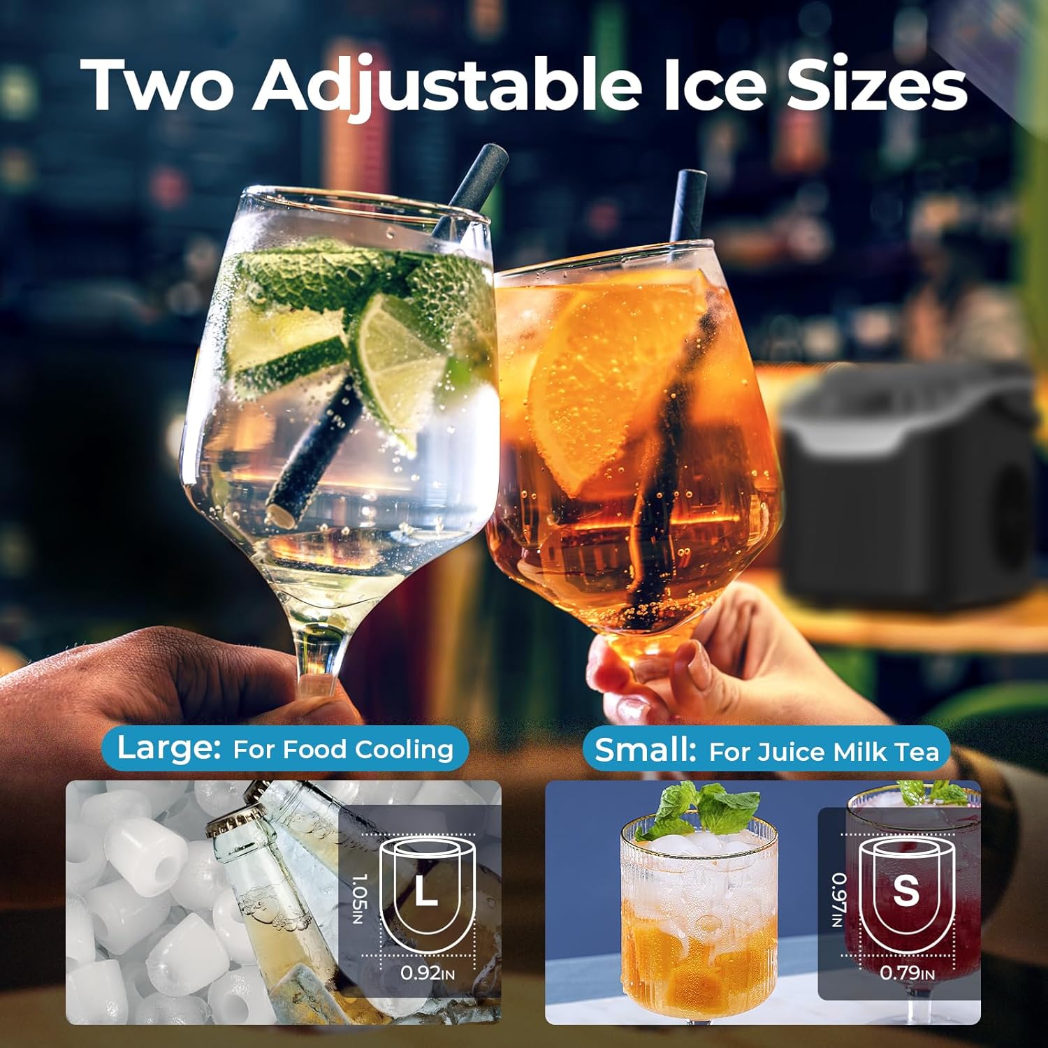 Counterto Ic Maker 2 lbs/Da ic Production Sizes ic Cube i Minute Portabl Mini Energ Efficient wit Basket/Scoo fo Home/Party/Travel/Camping/Bar