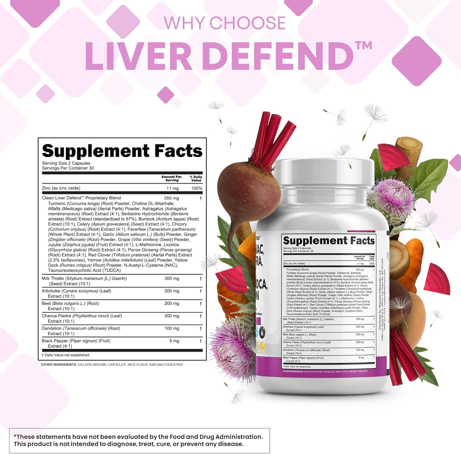 Clean Nutraceuticals Milk Thistle NAC Chanca Piedra Beet Root Artichoke Dandelion Root - Liver Cleanse Detox Repair Supplement Plus TUDCA Choline Ginger 60 Count