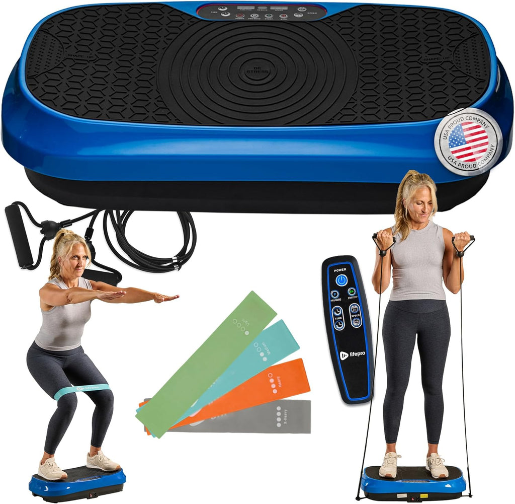 Lifepro Waver Mini Vibration Plate for Lymphatic Drainage ¨C Whole Body Vibrating Platform Exercise Machine for Muscle Toning Recovery with Remote Resistance Bands, Max Load 260 lb