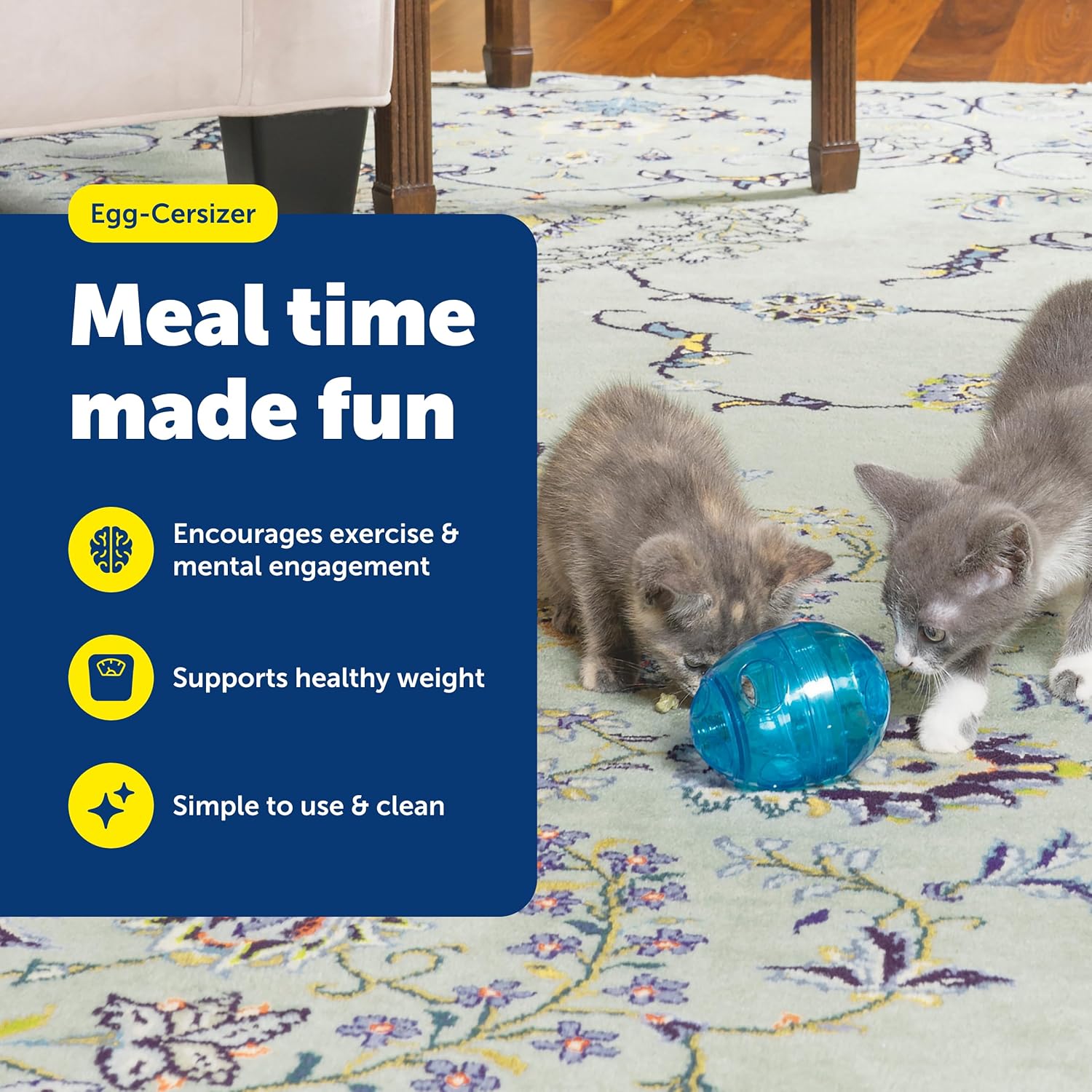 PetSaf FUNkitt Egg-Cersize Ca To Slow-Feede fo Cat t Slo Dow Reduc Aggressiv Eatin Durabl Multi-Functiona Enrichmen To fo Improve Digestio Exercise