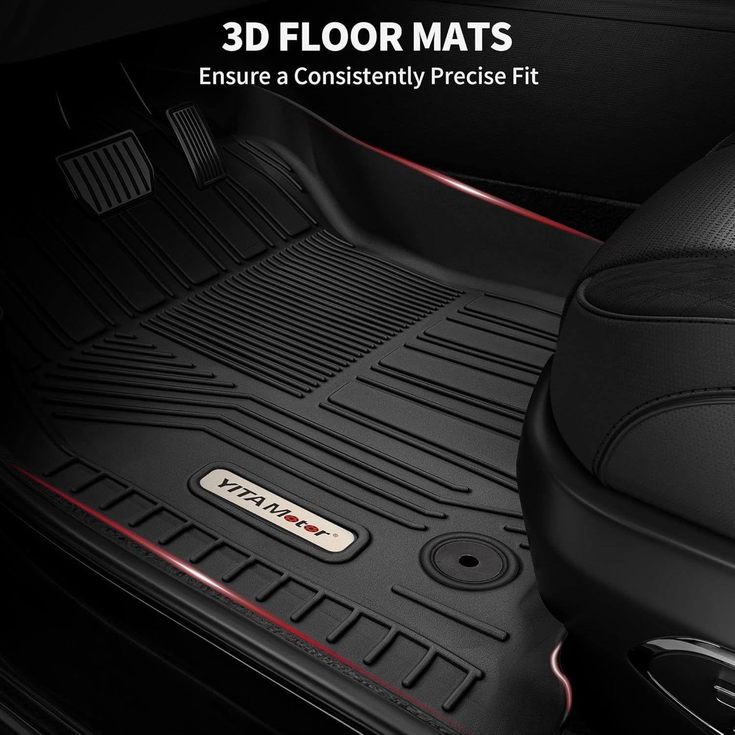 YITAMOTOR Floor Mats Fit for 2019-2025 2026 Ram 2500/3500 Crew Cab, TPE All Weather Dodge Ram 2500/3500 Floor Mats Include 1st & 2nd Row, Black