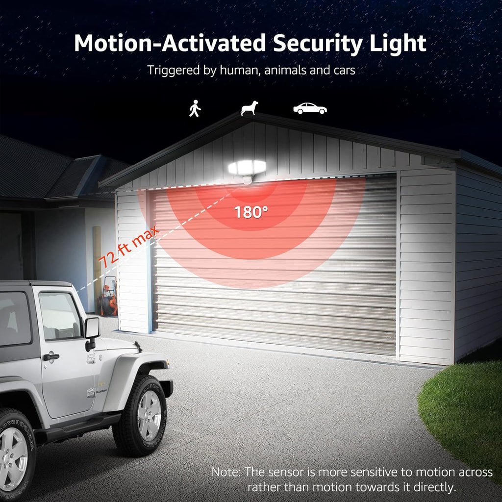 Lepro LED Security Lights, Outdoor Motion Sensor Light, Flood Lights with 3 Adjustable Heads, 270¡ã Wide Lighting Angle, 27W 3200LM Super Bright, IP65 Waterproof for Yard Porch Garage, White