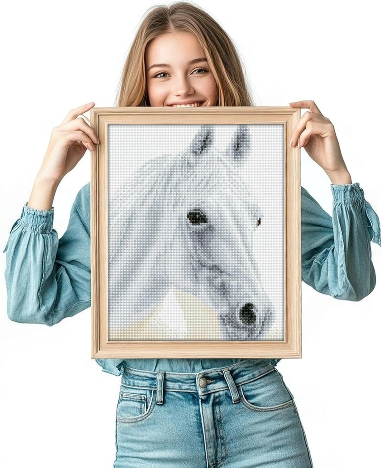 DIAMON DOT Arabia Beaut Hors Diamon Paintin Kit fo Adult Diamon Ar Kit Relaxin Creativ Craf Ki wit Dot Gem 12.2inchx16.1inch