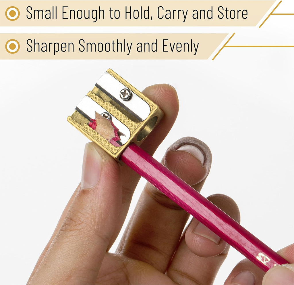 Mr. Pen Handheld Metal Pencil Sharpener - 2 Hole, 6 Pack, Gold