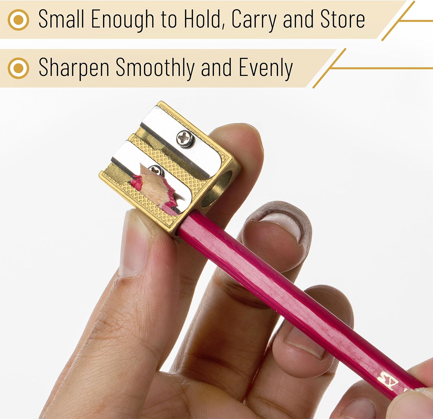 Mr. Pen Handheld Metal Pencil Sharpener - 2 Hole, 6 Pack, Gold