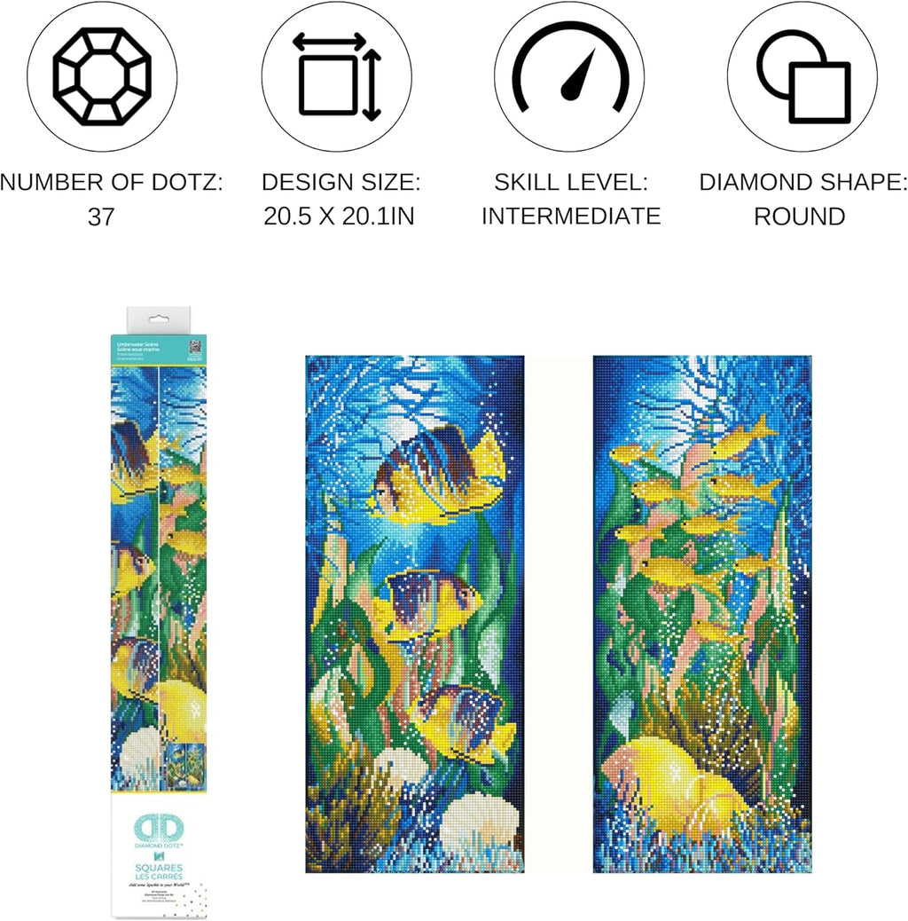 Diamon Dot Underwate Scen Fis Diamon Paintin Kit fo Adult Diamon Ar Kit Relaxin Creativ Craf Ki wit Dot Gem 20.5inchx20.1inch