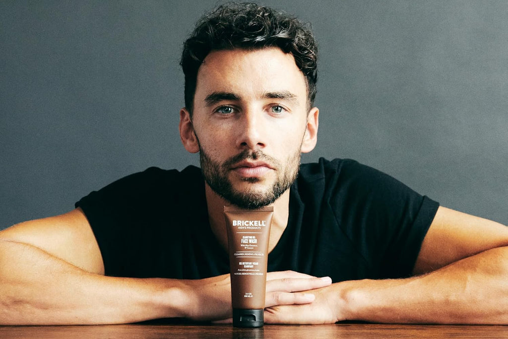 Brickell Men's Clarifying Gel Face Wash for Men, Natural and Organic Rich Foaming Daily Facial Cleanser Formulated With Geranium, Coconut and Aloe, 8 Ounce, Scented