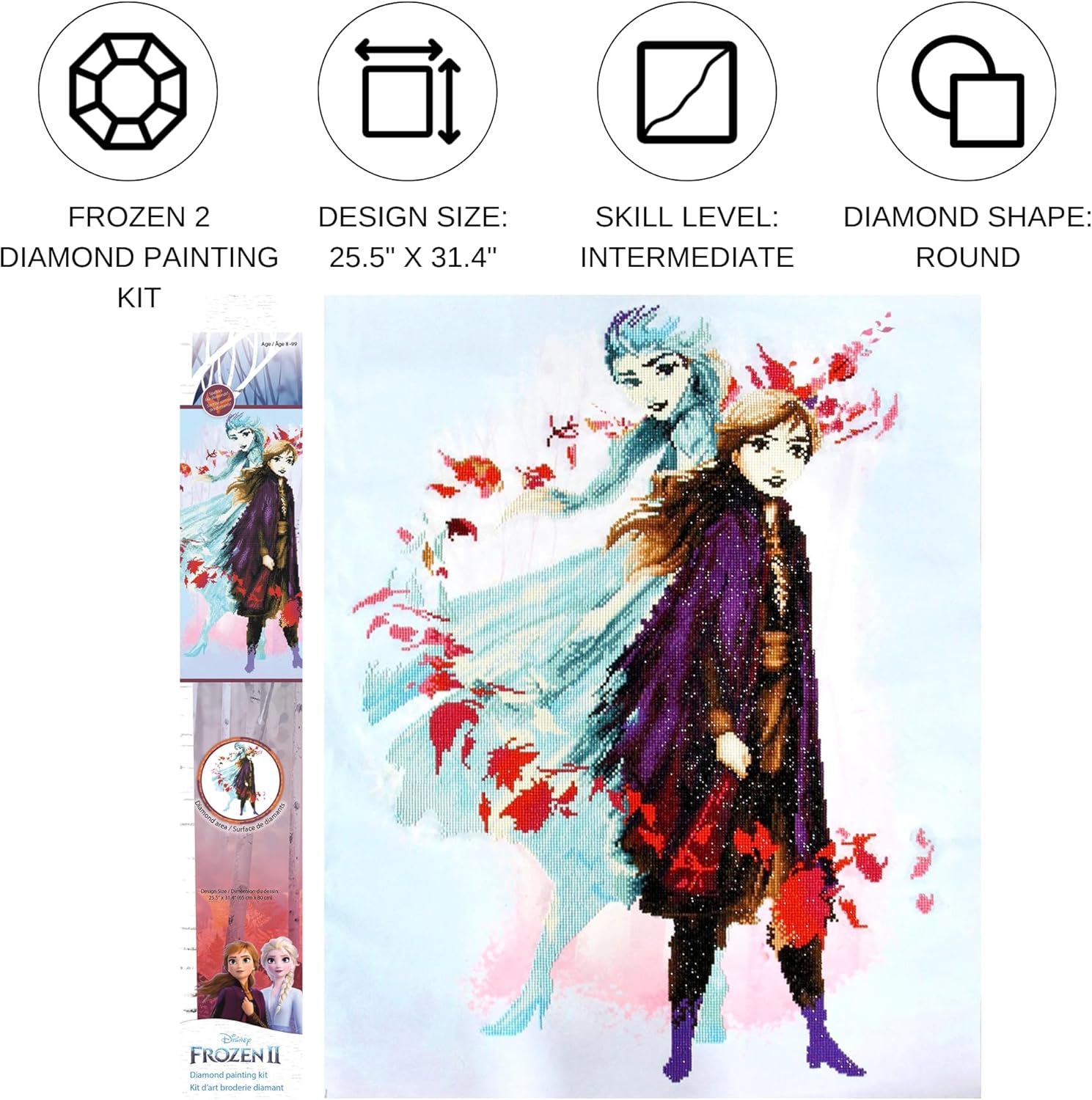 DIAMON DOT Disne Froze Destin Await Diamon Paintin Kit fo Adult Diamon Ar Kit Relaxin Creativ Craf Ki wit Dot Gem 24x35