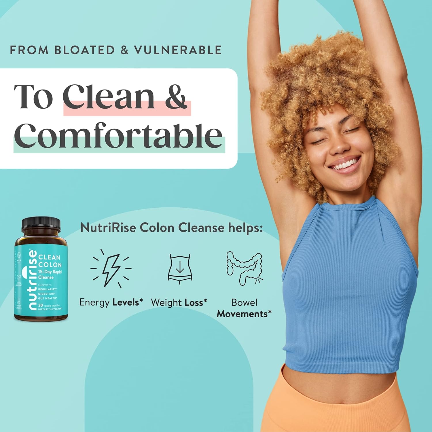 NutriRis 1 Da Quic Colo Cleans fo Gu Healt Digestiv Suppor wit Probiotic Fibe fo Constipation Regularit Bloating Suga Glute Free
