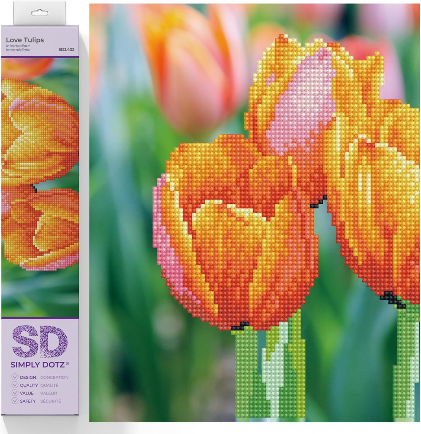 DIAMON DOT Lov Tulip Diamon Paintin Kit fo Adult Diamon Ar Kit Relaxin Creativ Craf Ki wit Dot Gem 10.6x13.8