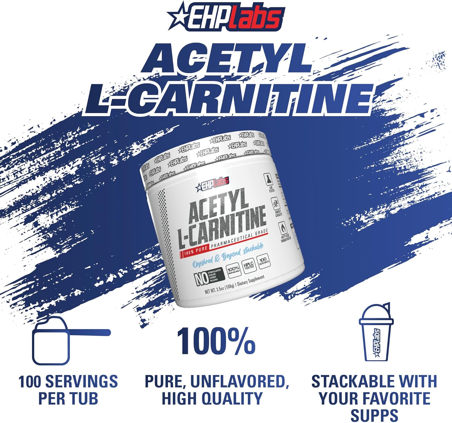 EH Lab Acety Carnitin Powde Support Natura Energ Production Assist i Health Brai Function Support Hear Health Vegan Glute Free No GM 10 Servings