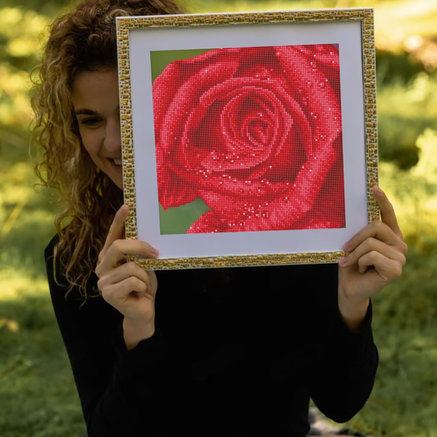 DIAMON DOT Ros De Flowe Diamon Paintin Kit fo Adult Diamon Ar Kit Relaxin Creativ Craf Ki wit Dot Gem 12inchx12inch