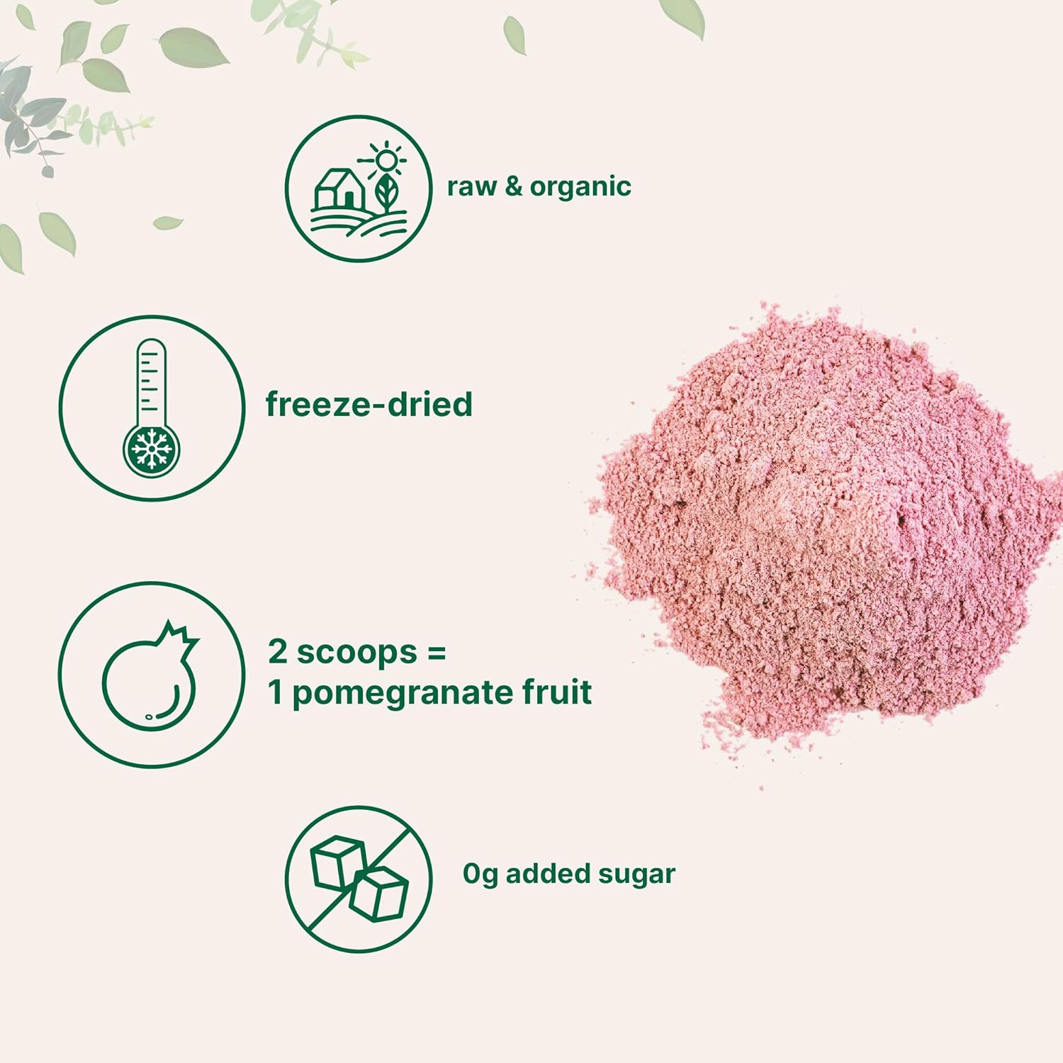 Organi Pomegranat Juic Powder Poun 100 Natura Frui Powde Freez Drie Col Presse N Suga Additive Grea Flavo fo Drinks Smoothie Beverage Non-GM Vega Friendly