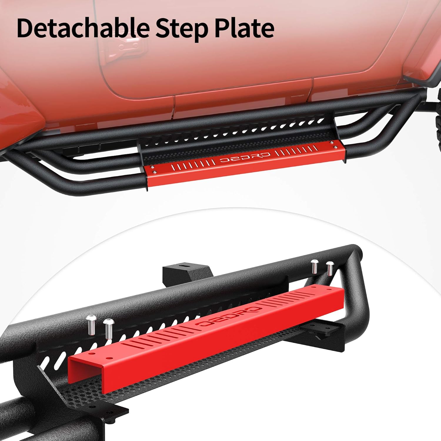 OEDRO 6 inch Running Boards, Drop Side Steps Compatible with 2018-2026 Jeep Wrangler JL 2 Door, All Steel Nerf Bar Paintable Step Plates