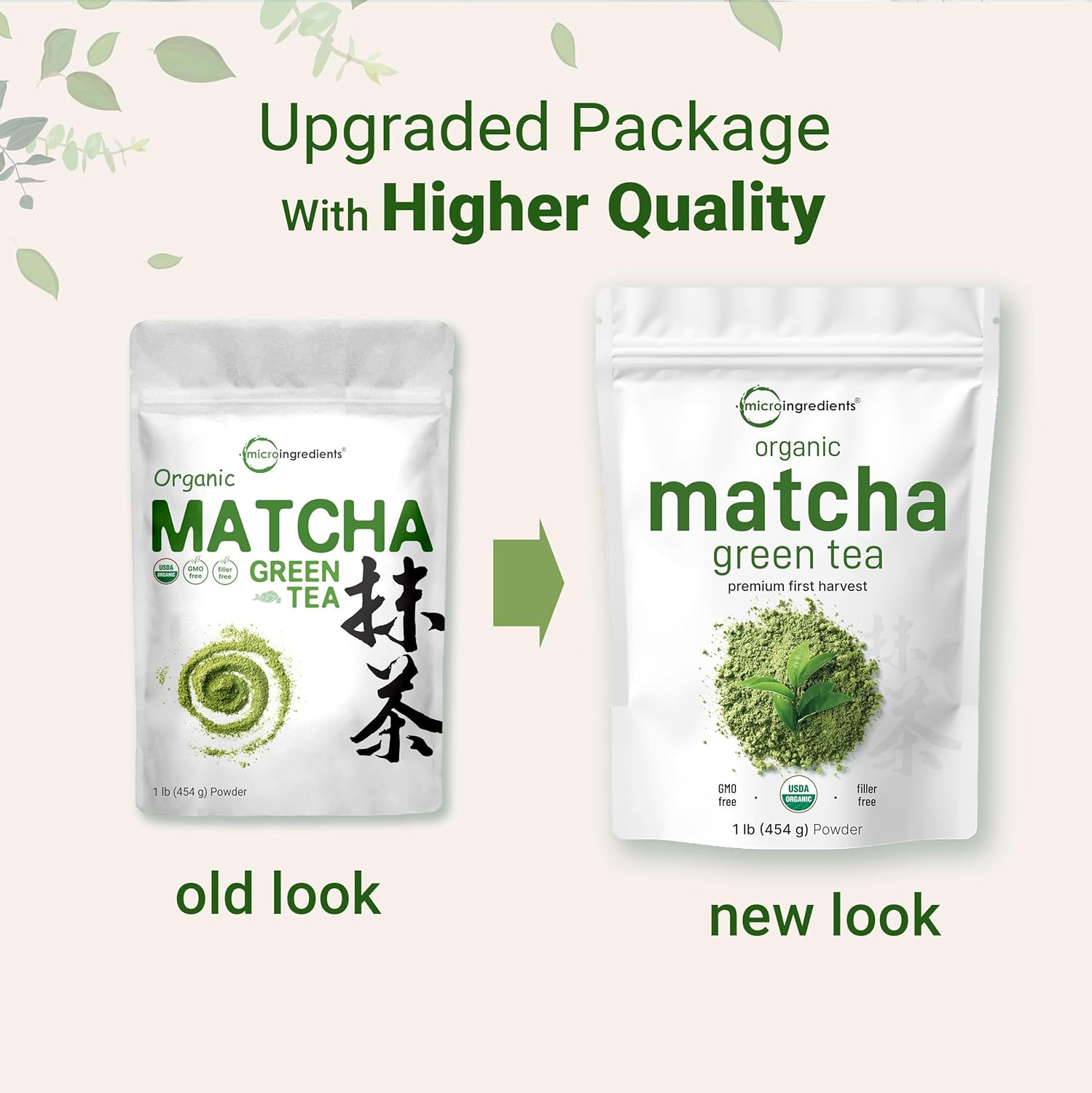 Micro Ingredients Organic Matcha Green Tea Powder, First Harvest, Culinary Grade from Japan, 100% Pure Unflavored, Great for Tea, Latte, Smoothies, Non-GMO, No Sugar, Eco-Friendly Packaging, 1 Lb