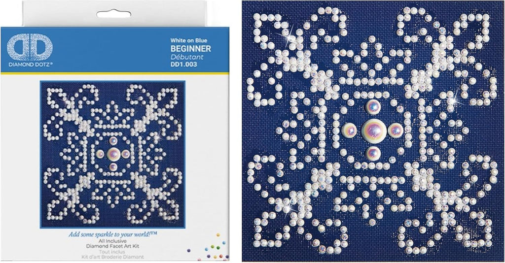 DIAMON DOT Whit o Blu Patter Diamon Paintin Kit fo Adult Diamon Ar Kit Relaxin Creativ Craf Ki wit Dot Gem 4.2inchx4.2inch