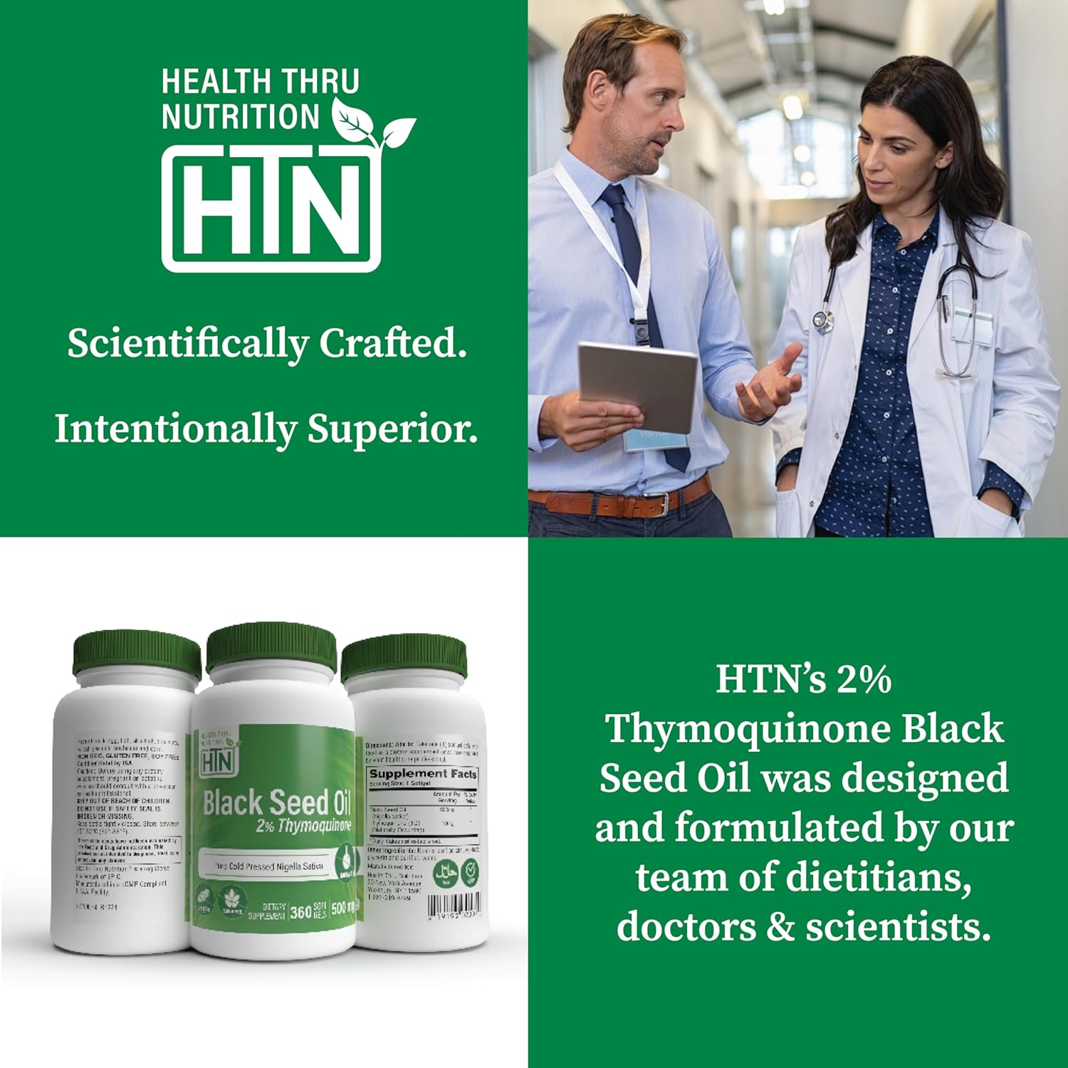 Health Thru Nutrition Black Seed Oil 500mg 360 Softgels | High Potency 2% Thymoquinone | 3rd Party Tested | Pure Cold Pressed | Organically Gown | Non-GMO, Gluten Free, Soy Free